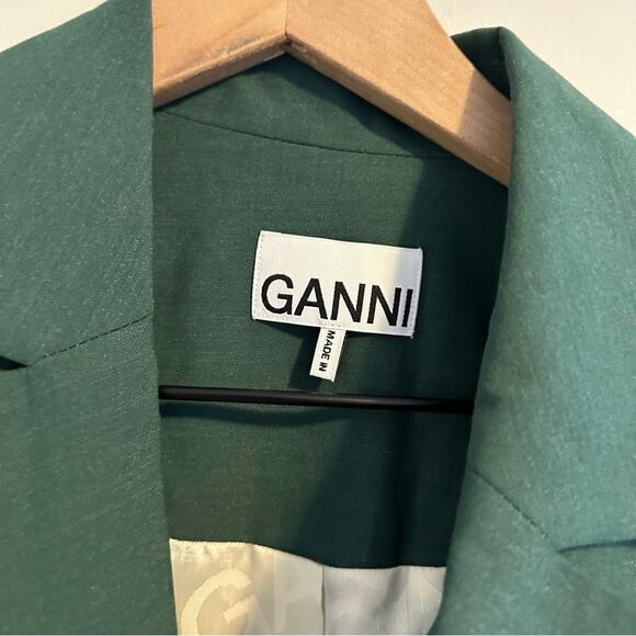 GANNI Green Cropped Blazer Jacket 34 Small - Picture 10 of 13